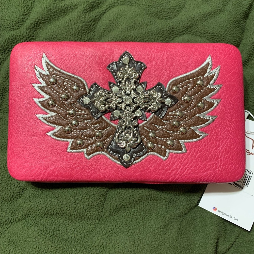 Fuchsia/Pink Heritage West Western Wallet/Clutch— NWT Bling Cross